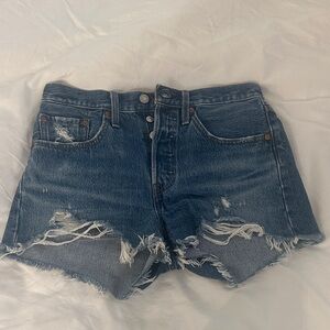Levi's Blue Distressed Jean Shorts